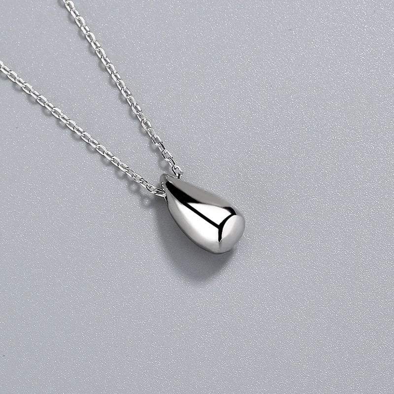 

South Korea s925 Sterling Silver Necklace Collar Chain Korean Version INS Network Red Girl Simple Versatile Droplet Pendant