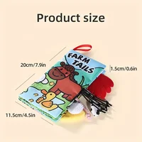 Infant Tail Cloth Book Animals Farm Theme Baby Books Toys Washable Non-toxic Crinkle Cloth Books for Kids Early Education Toys 2
