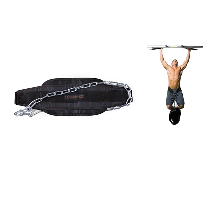 Description Picture 5 of itemThick Neoprene Weight Lifting Belt with Chain Dipping Belt for Pull Up Chin Up Kettlebell Barbell Fitness Bodybuilding Gym Belt