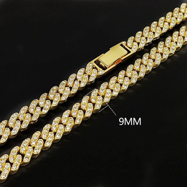 ChainsHouse Collana Moda Catena Cubana 5/9/12/15 mm in Acciaio Inossidabile/Placcato Oro 18k/Collana Nera Cool (14 Pollici -30 Pollici) per Modelli/Rapper Hip Pop/Donne e Uomini