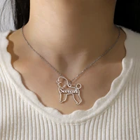 Lemegeton Custom Name Necklace Dog Pendant Women Men Stainless Steel Jewelry Cute Pet Customized Neck Chain Personalized Gifts