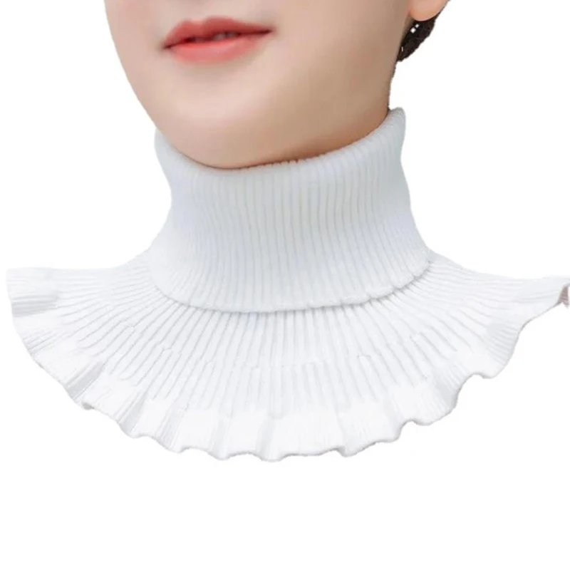 Fake Collar Women Knitted Woolen Turtleneck Detachable Neck Scarf Thicken Windproof