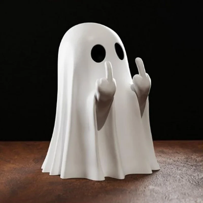 Description Picture 4 of itemMiddle Finger Cute Ghost Statue Ghosts Small Scary Ghost Figurines Halloween Home Table Decoration Centerpieces Shelf Decoration