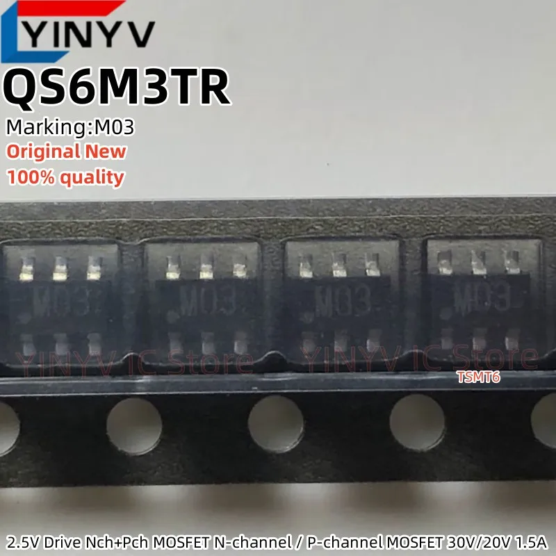 10-100Pcs-QS6M3TR-QS6M3-TR-Marking-M03-SOT23-6-TSMT6-2-5V-Drive-Nch-Pch ...