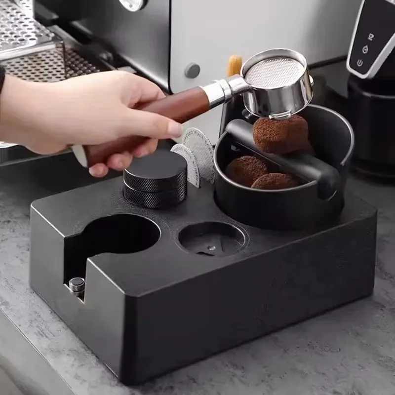 Espresso Coffee Grind Box Station with Tamper Hold...
