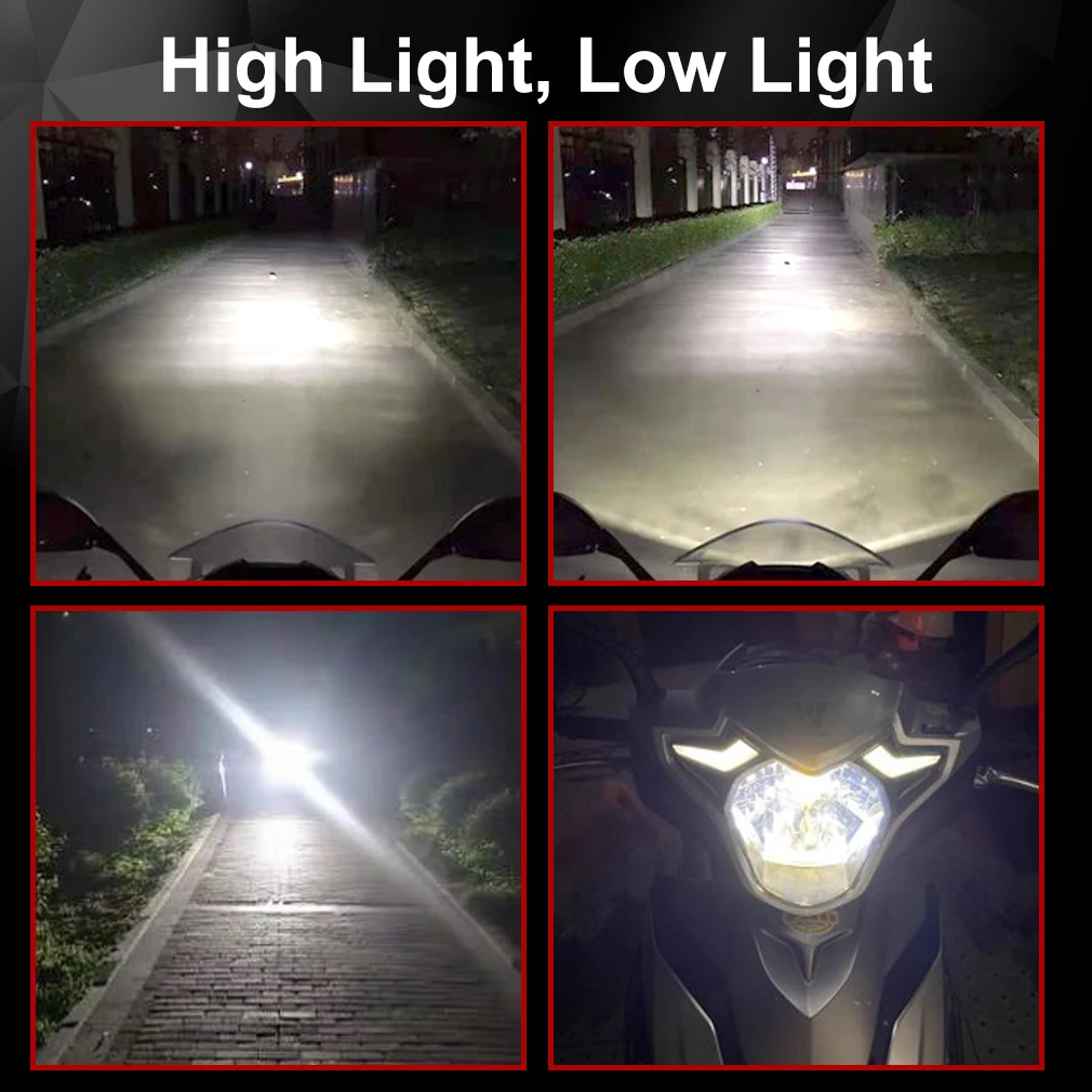 Motorcycle LED Headlight Bulb H4/P15D/BA20D 72W 8 COB 1800LM 6000K Hi/Lo Beam