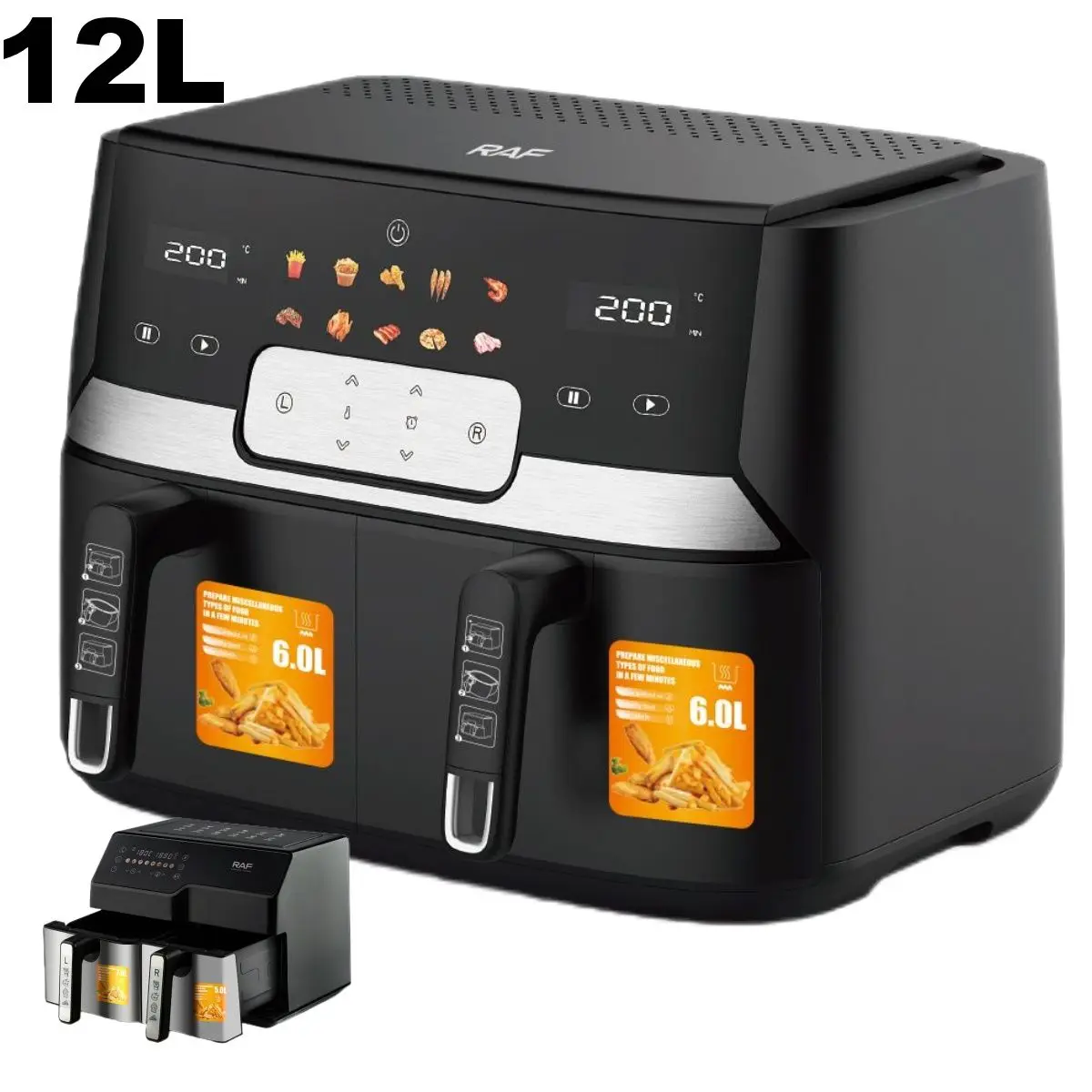 In Stock 12L Digital Double Drawer air Fryer 7l Innsky air Fryer Accessories square