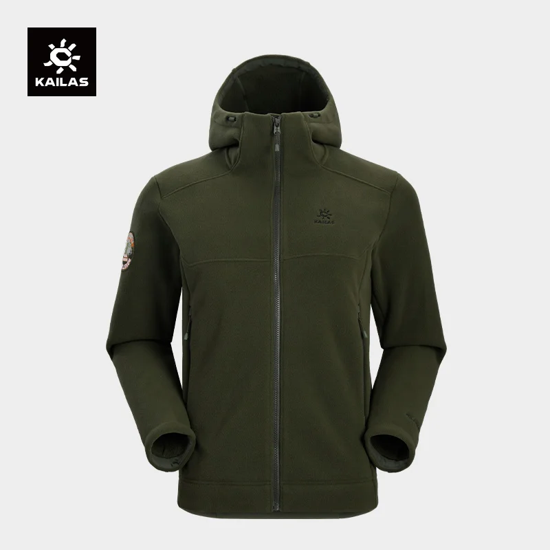 KAILAS Thick Fleece Hooded Jacket Men Polarmate 300 Antistatic Fall Winter Warm Full-Zip Hiking Camping Outwear Jacket KG2332121 hiking jackets polar fleece jacket