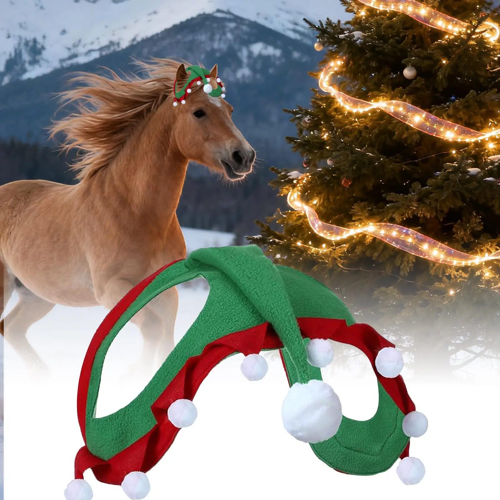 Horse Christmas Caps Animal Christmas Costume Parade Horse Caps For Party Festive Holiday Parade Show Equestrian Season Supplies