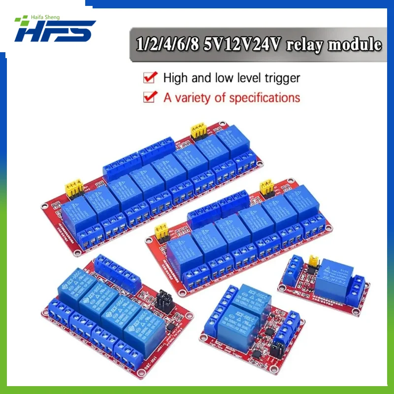 

1 2 6 4 8 Channel 5V 12V 24V Relay Module Board Shield with Optocoupler Support High and Low Level Trigger for Arduino