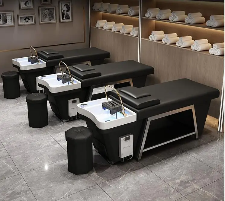 Water circulation hair therapy shampoo bed barber shop Thai massage salon full lying hairdressing shop Stainless steel