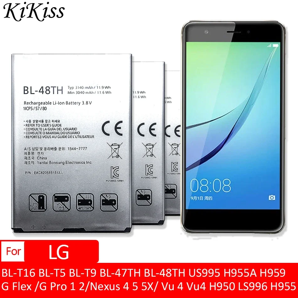 

BL-T16 BL-T5 BL-T9 BL-47TH BL-48TH Battery for LG G Flex/G Pro 1 2/for Nexus 4 5 5X/ Vu 4 Vu4 H950 LS996 H955 US995 H955A H959