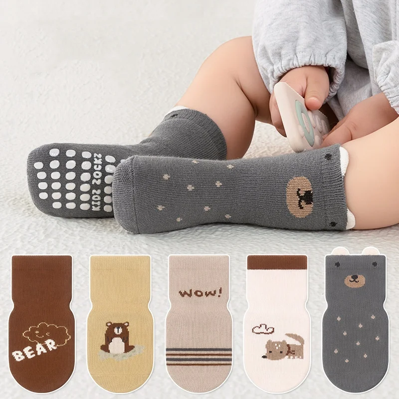 ZIKKU Anti Skid Socks For Kids 1-3 Years - Set Of 12 Grip Socks, Plain