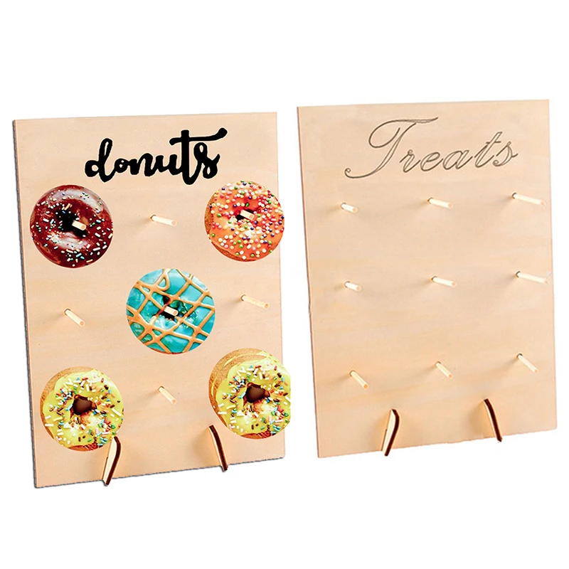 1 pc Donut Boards WoodenWall Holds Donut Boards Stand Hanging DonutsTable Wedding Decoration 5