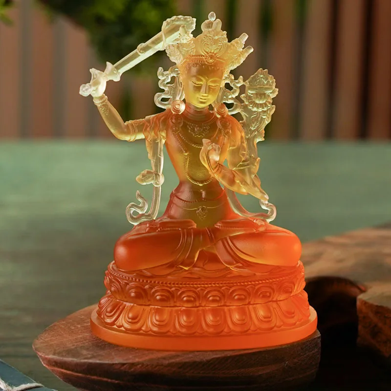 Coloured Glaze Mini Buddha Sculpture, Small Buddha Statue, Green Tara Bodhisattva, Amyokitesvara Incarnation Painted Buddha, 1Pc