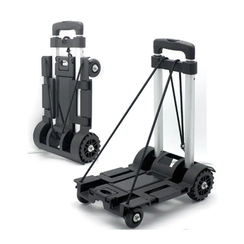 

Foldable Luggage Trolley Portable Aluminum Alloy Luggage Cart With Wheels Mini Lightweight Luggage Cart For Car Travel Supplies