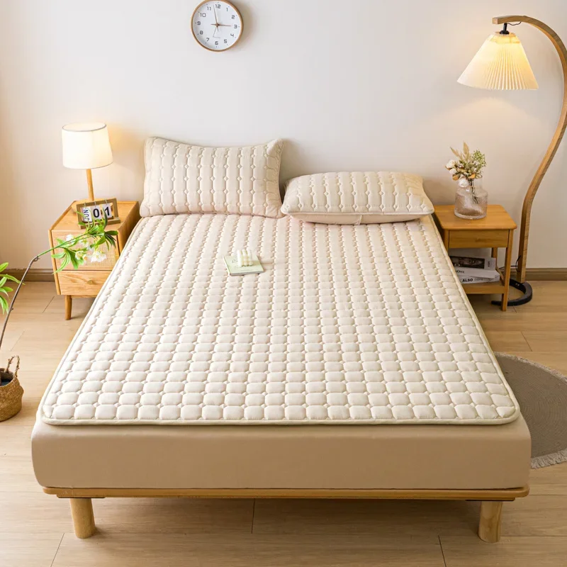 1pc Quilted Thick Mattresses Toppers Waterproof Mattress Pad Cover All-Season Elastic Corner Straps Fits Up To 30 cm Bed