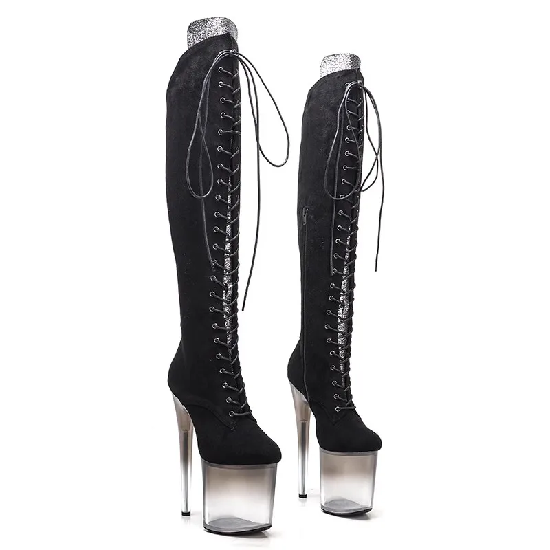 

LAIJIANJINXIA New Fashion PU Upper 20CM/8inches Pole Dancing Shoes High Heel Platform Women Modern Over-the-Knee Boots 474