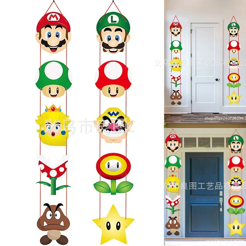 Gioco Super Mario Bros Christmas Door Decoration Party Diy Door Hanging Cartoon Anime Figure Forniture Per Feste Di Compleanno Room Decor