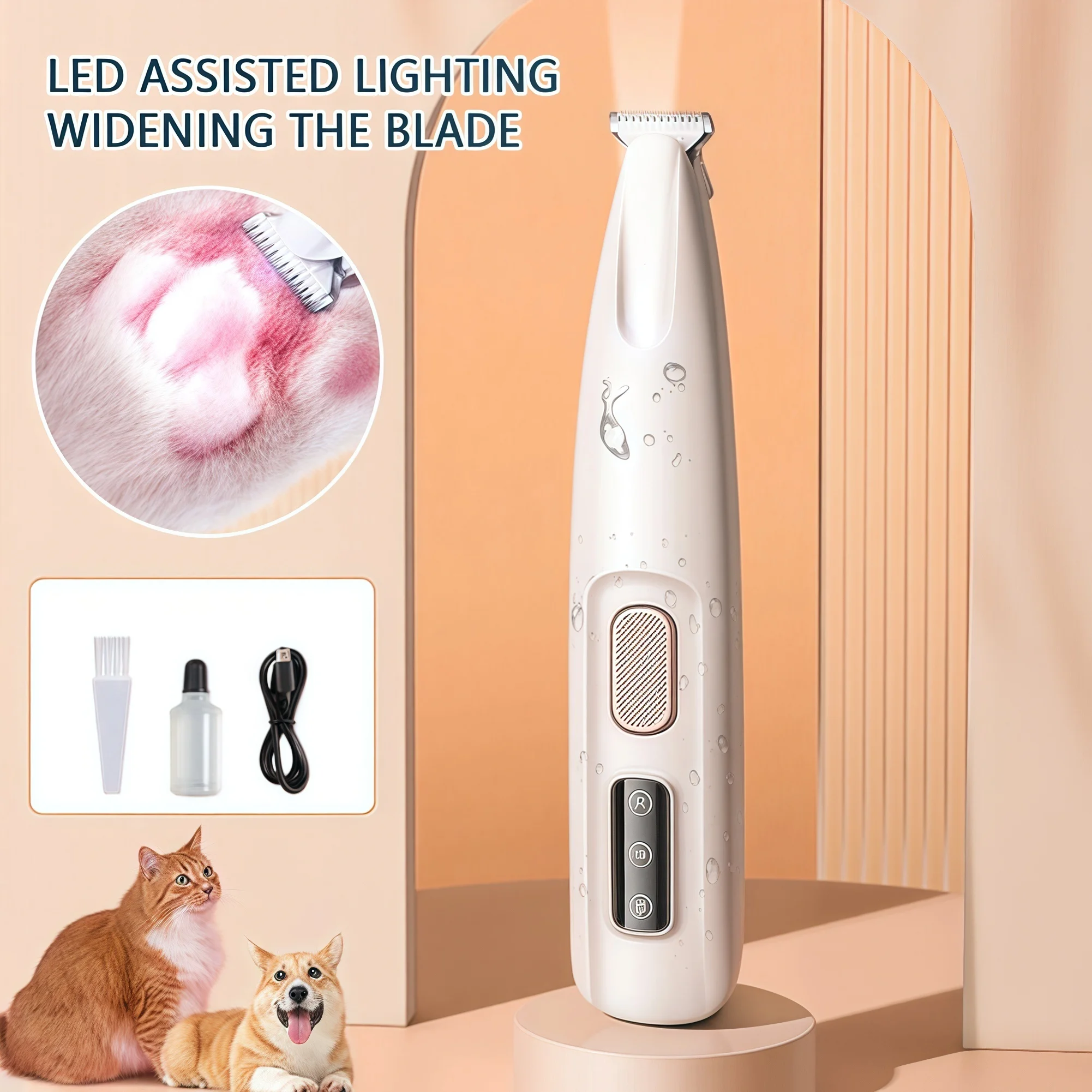 Pet Hair Trimmer Dog Hair Trimmer Dog Clipper Pet Clipper Hair Trimmer Dog Paw Trimmer LED Light Fully Waterproof Portable Display 18mm Widen Blade