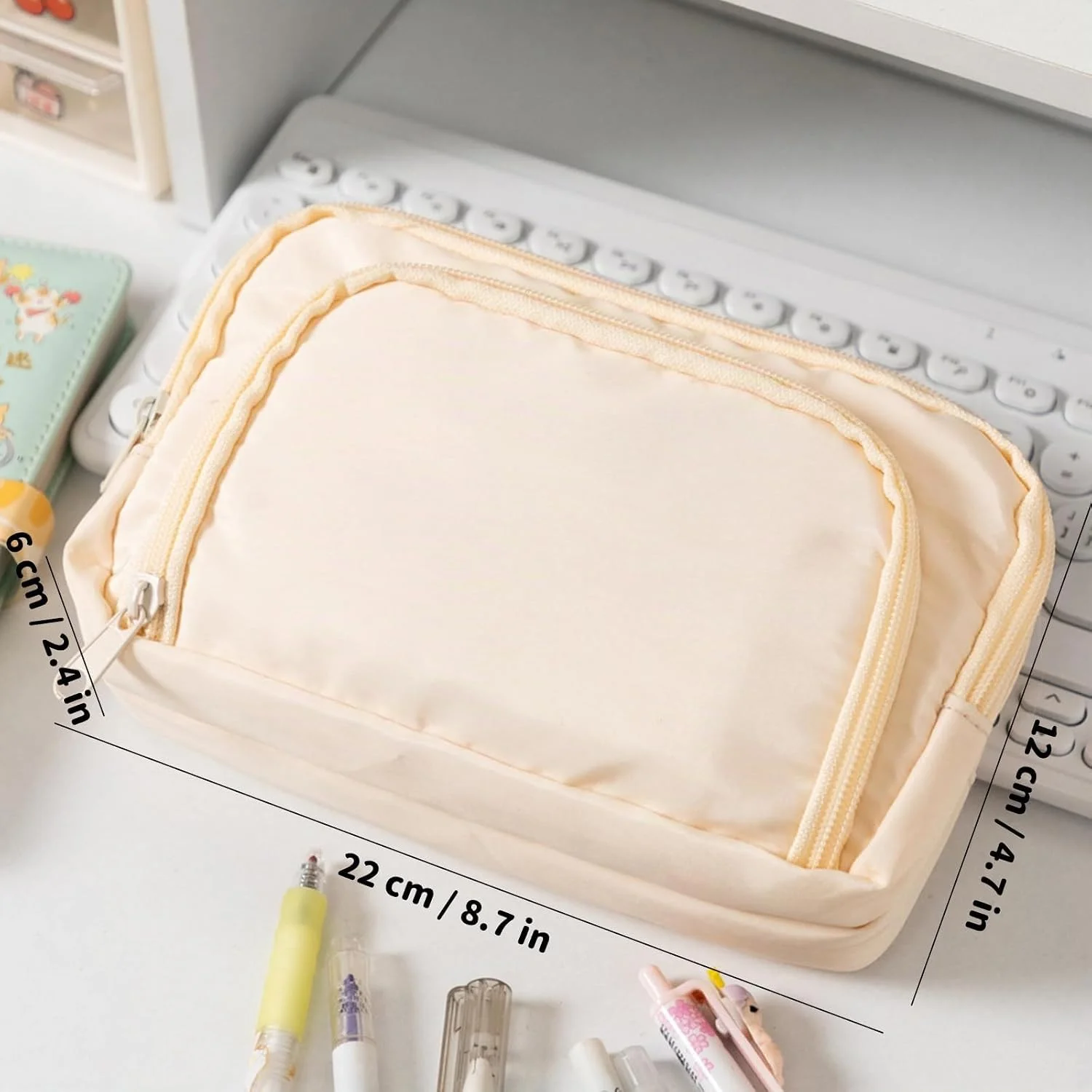 Astuccio Grande Capacità Kawaii, Borsa Portapenne Carina, Organizer Multifunzionale per Cancelleria, Astuccio per il Ritorno a Scuola, Regalo per Studenti - immagine 6