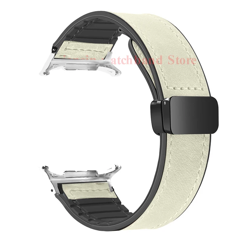 Magnetic Leather Silicone Bracelet Strap - Elegant and Gap-Free Watchband Design