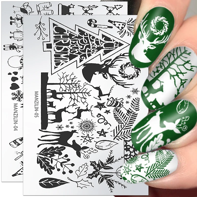 

Christmas Nail Stamping Plate Xmas Nail Template Nail Art Printing Stencils Christmas Nail Stamp Templates DIY Nail Art Tools
