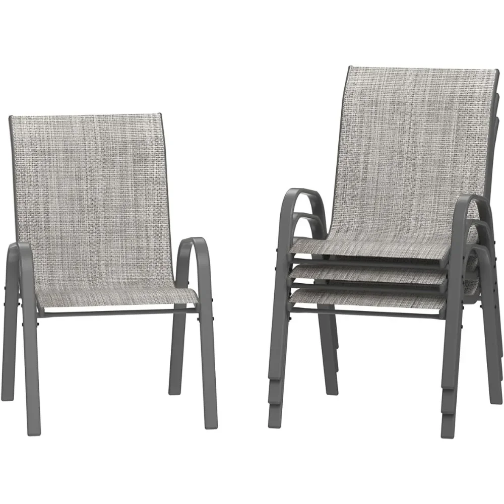 

Chair set of 4, outdoor stackable dining chairs for all weather, breathable garden outdoor furniture for backyard decks