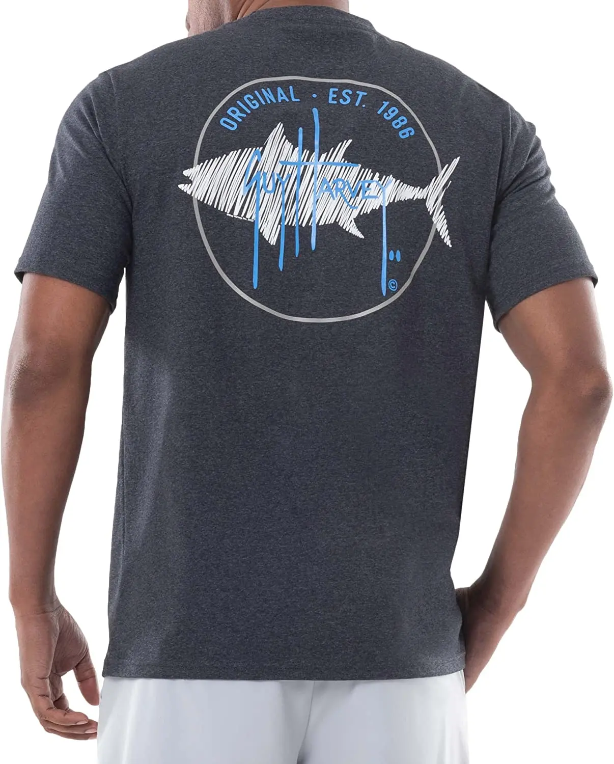 Guy Harvey 낚시 셔츠, 반팔 저지, UV 차단, 야외 상의 착용, 여름 달리기 키트, 수분 흡수 스웨트 셔츠 