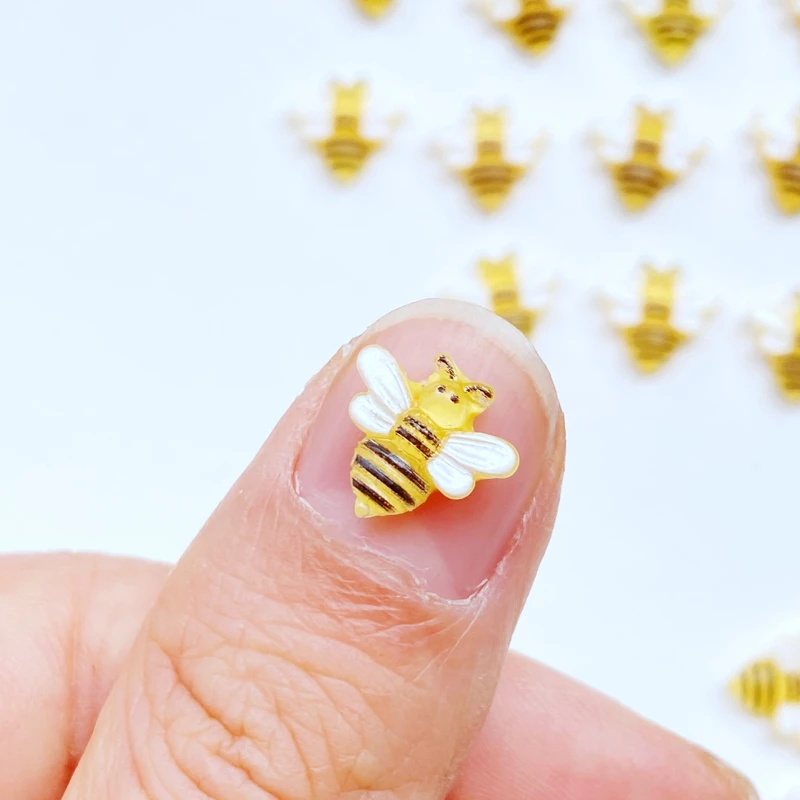 40Pcs New Cute 10mm Resin Mini Little Bee Flat Back Cabochon Scrapbook Kawaii DIY Embellishments Accessories