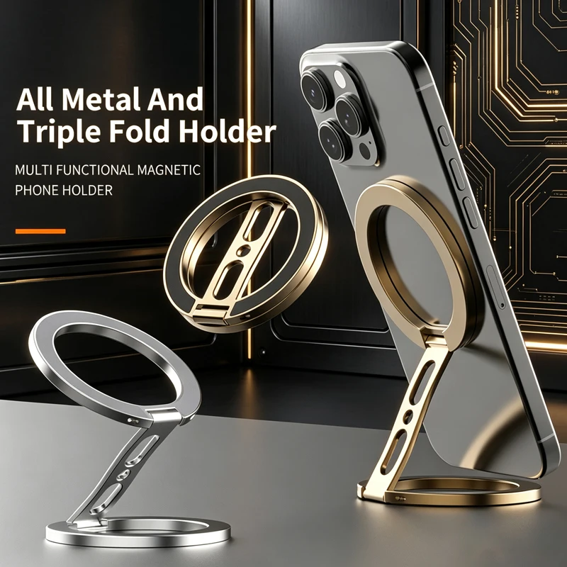 Magnetic Dual-Sided Phone Stand with Finger Ring Holder
