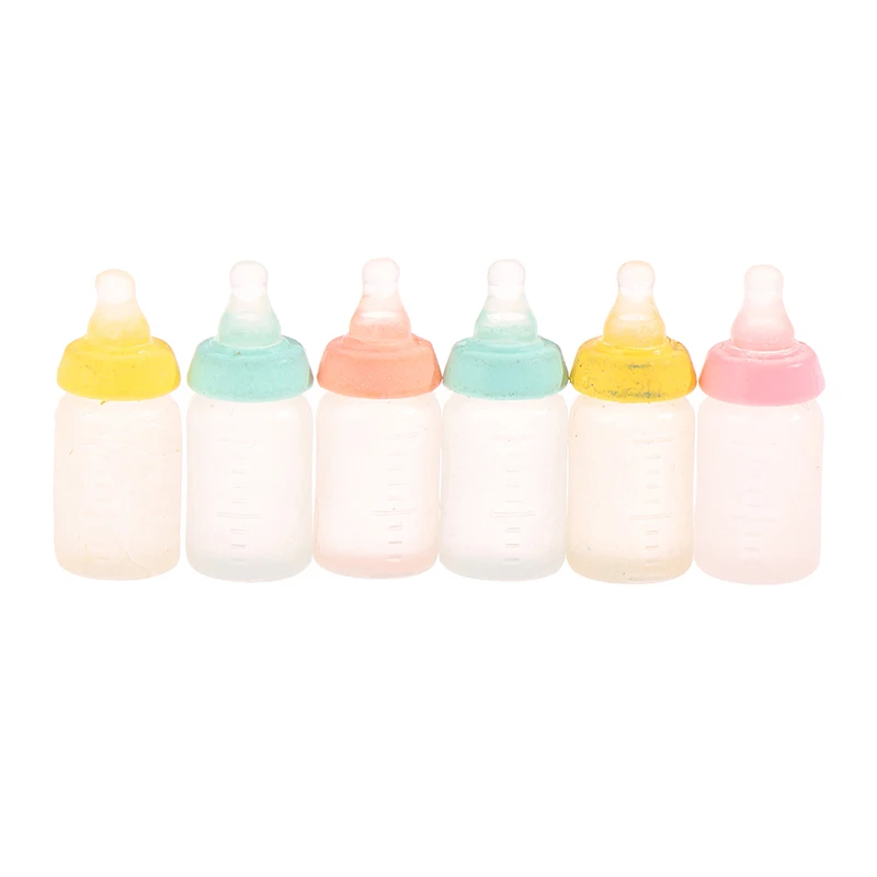 6Pcs Colorful Resin Simulation Mini Milk Bottle Miniature Baby bottle Super Cute Transparent Bottle 1:12 Dollhouse Accessories 5
