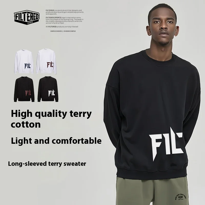 FILTERED Men's Cotton Athletic Couple Sweatshirt Round Neck Women's Autumn and Winter Boxing Wear Casual Fitness Clothes TMY010