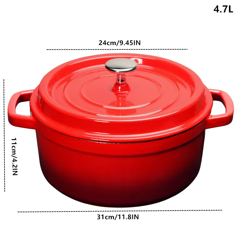 Cast Iron Dutch Oven Enamel Red Color | 5-Quart | imarku