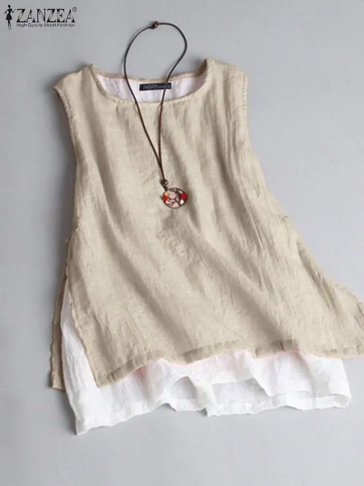 Blusa De Encaje Sin Mangas De Moda De Verano Para Mujer, Camiseta