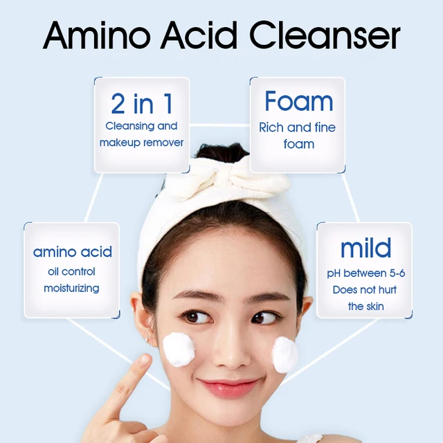 Yuranm Amino Acid Cleansing Moisturizing Face Wash Oil Control Pore Shrinking Deep Clean Whitening Skin Care Face Wash 250g 2