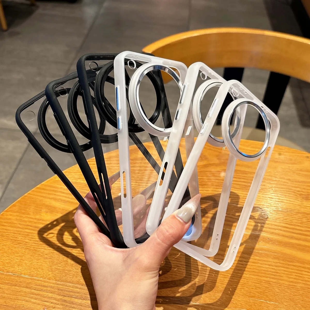 Luxury Transparent Acrylic Phone Case with Metal Lens Protector - Shockproof Cover
