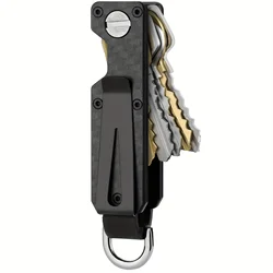 Sleek Black & Gold Compact Aluminum Key Organizer with Carabiner Clip (Carbon Fiber)