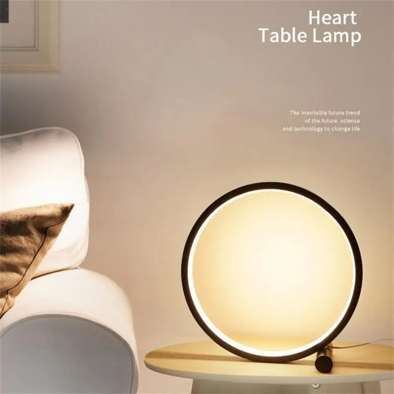 

Modern USB LED Table Light Desk Lamp For Bedroom Nordic Round Aluminum Circle Dimmable Black/White Lighting Bedroom Decoration