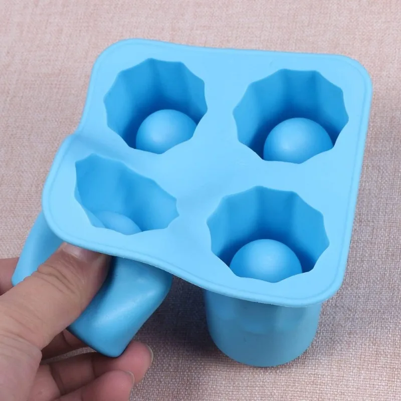 Ice Cube Trays 4-Hole Design Reusable for Whiskey and Cocktail Ice DIY Ice Making Mold Ideal Bar Accessory Suitable for Desserts