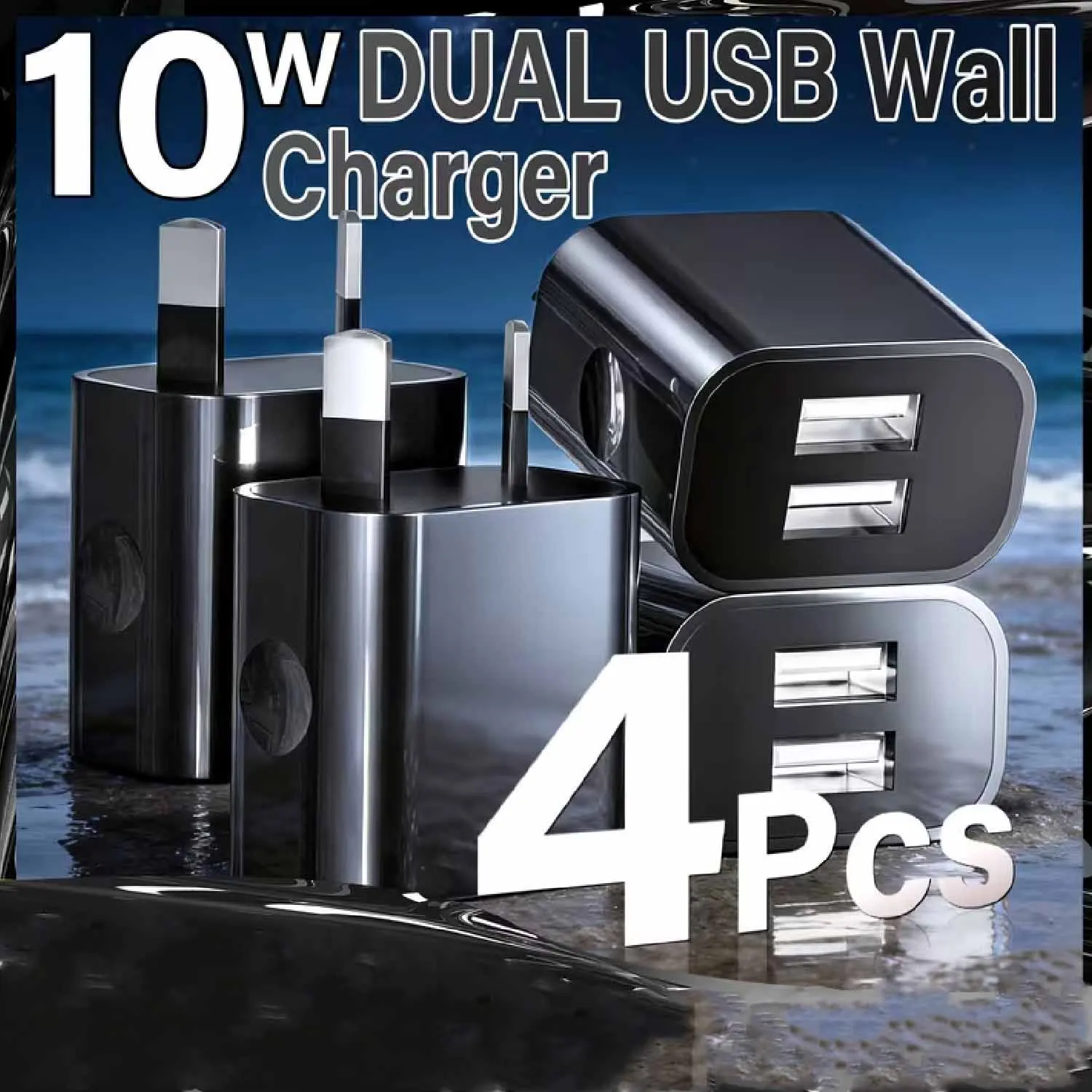 USB Power Adapter Plug, Dual USB Wall Charger, Double USB Wall Plug Adapter, 2-Port USB AU Plug 5V/ 2.1A Charger