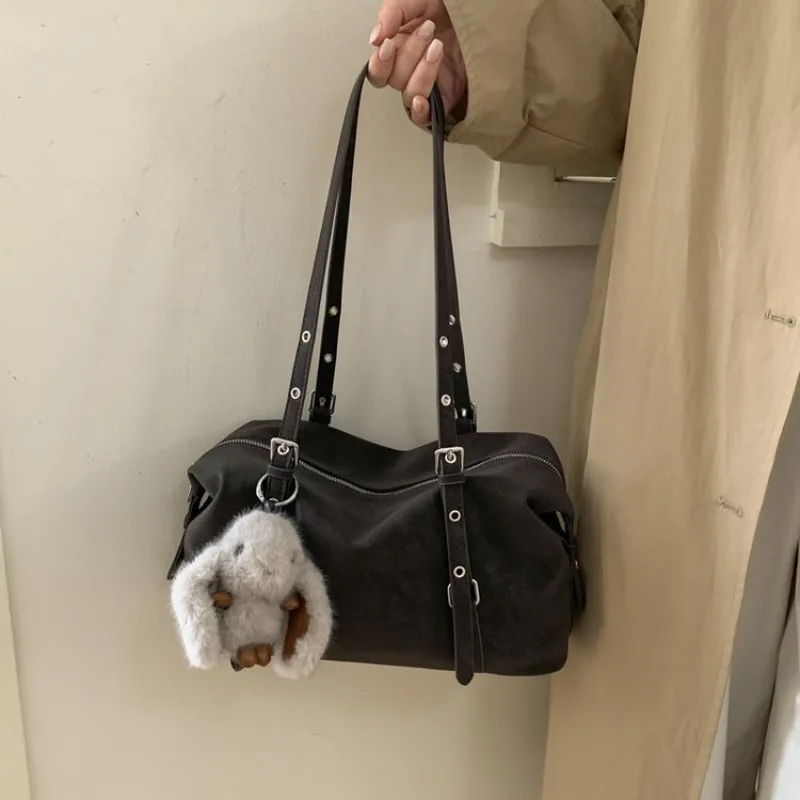 Borsa a Tracolla Hobo in Camoscio Multicolore per Donna, Stile Quotidiano, per Lavoro, Viaggi, Pendolarismo e Casual Street Style - immagine 2