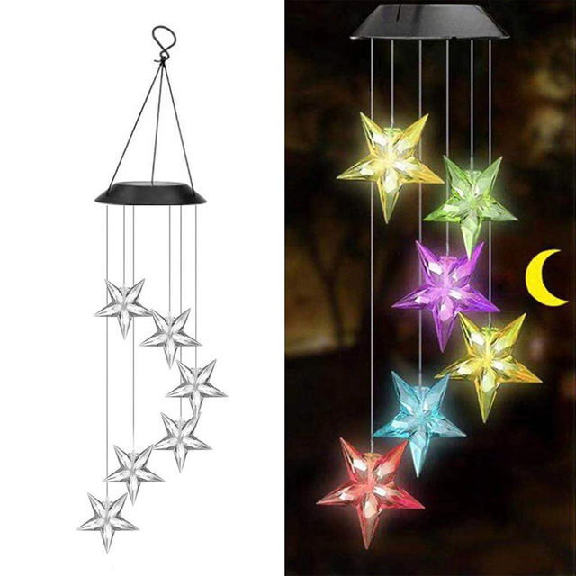 Solar Wind Chime Butterfly Light Color Changing Waterproof Outdoor Windchime Hanging Lamp for Garden Home Room Decoration