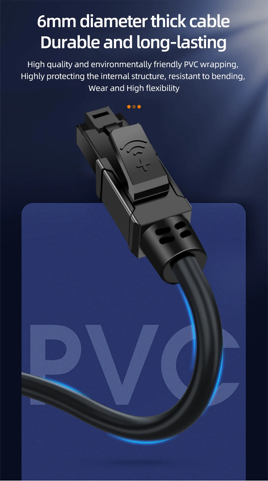 BYXGD 0,3–30 m RJ45-Gigabit-Ethernet-Kabel aus reinem Kupfer für Familien/Industrie/Router/LAN-Netzwerkkabel für den Außenbereich, CAT6-Patchkabel – Detail 8