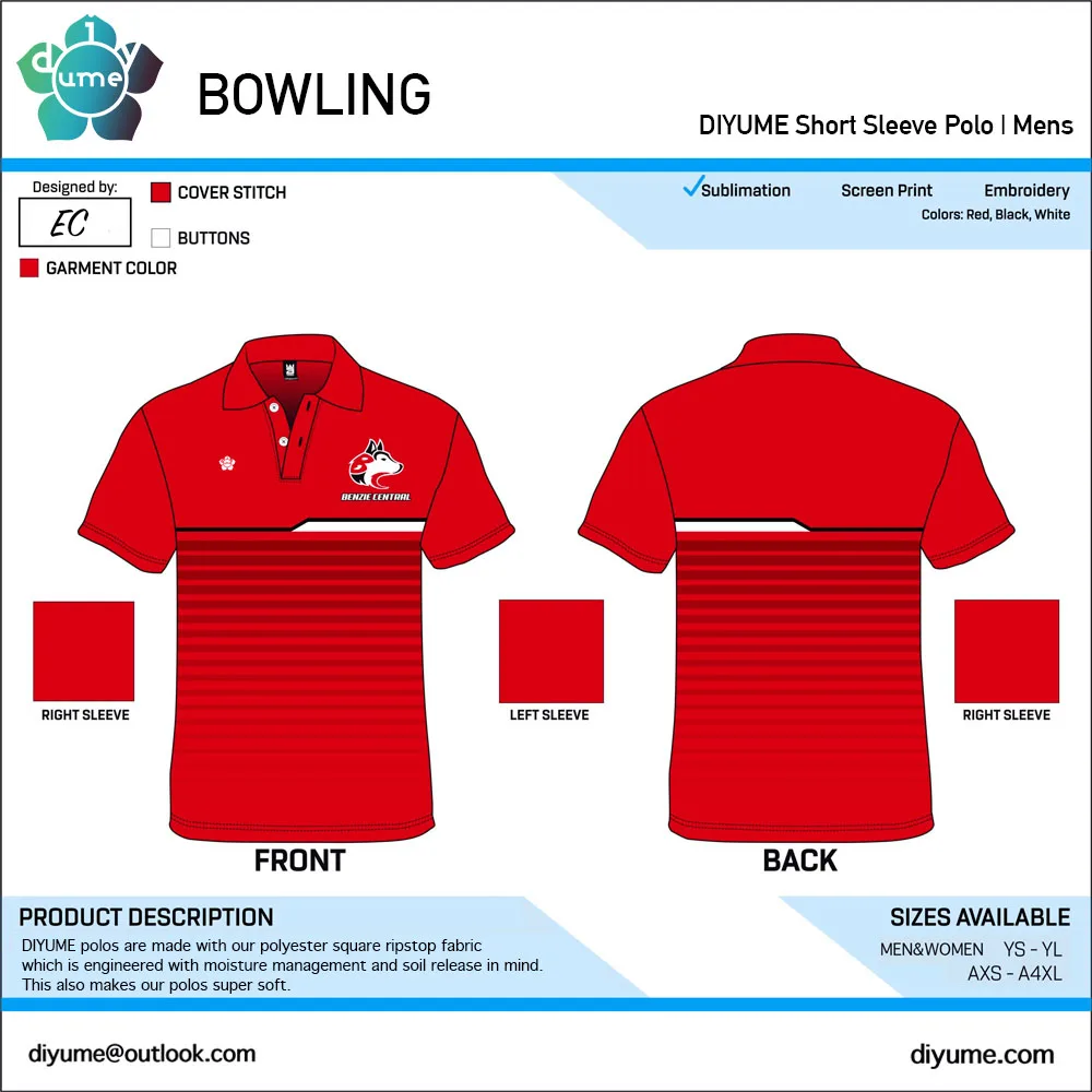 Men Women Youth Bowling Short-sleeved Polo Shirt Neckline Button Personality Retro Design Breathable Comfortable Tops