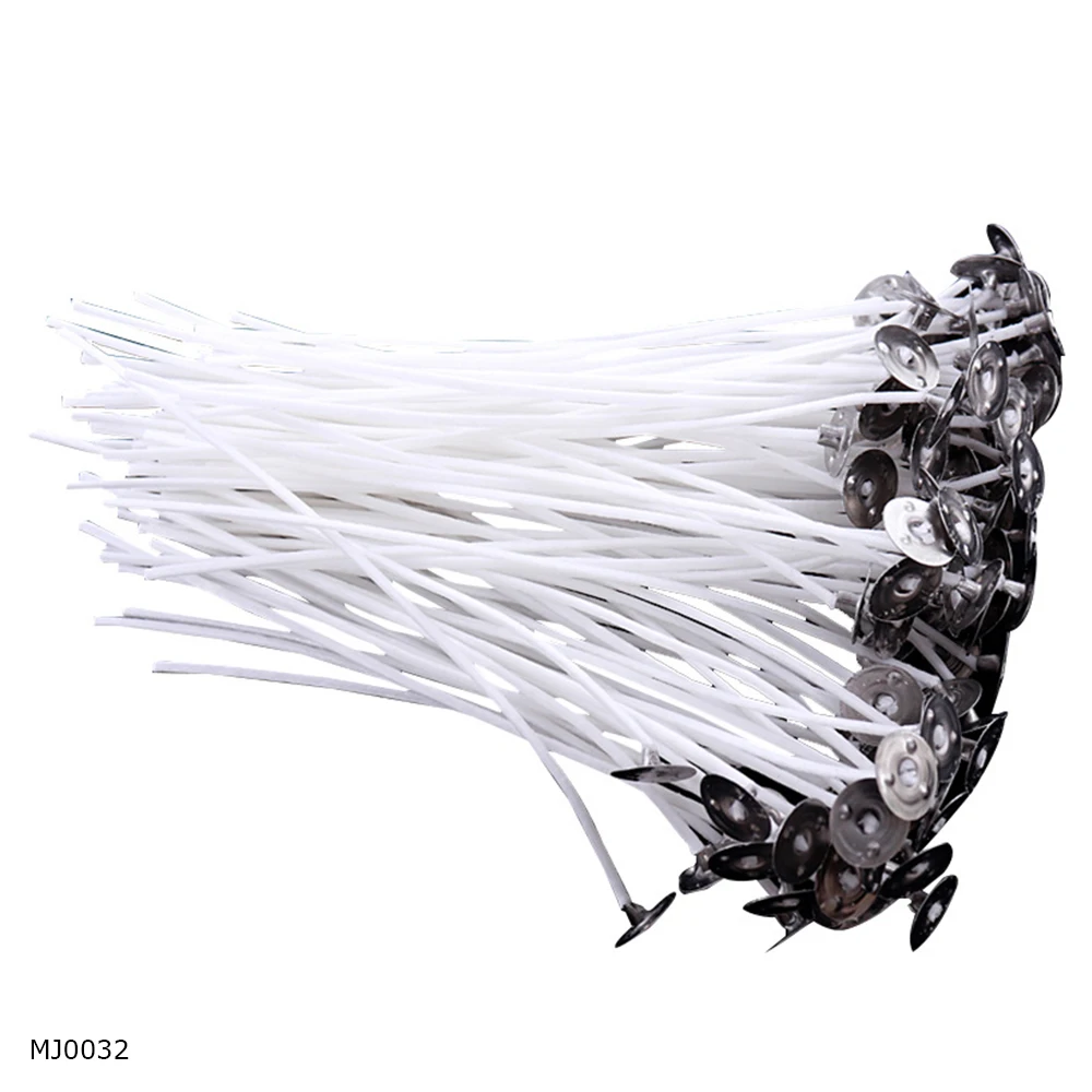 

100pcs Smokeless Candle Wicks 8-20cm Pre-Waxed Cotton Core Wicks with Metal Sustainer Tabs DIY Handmade Candle Making Tools