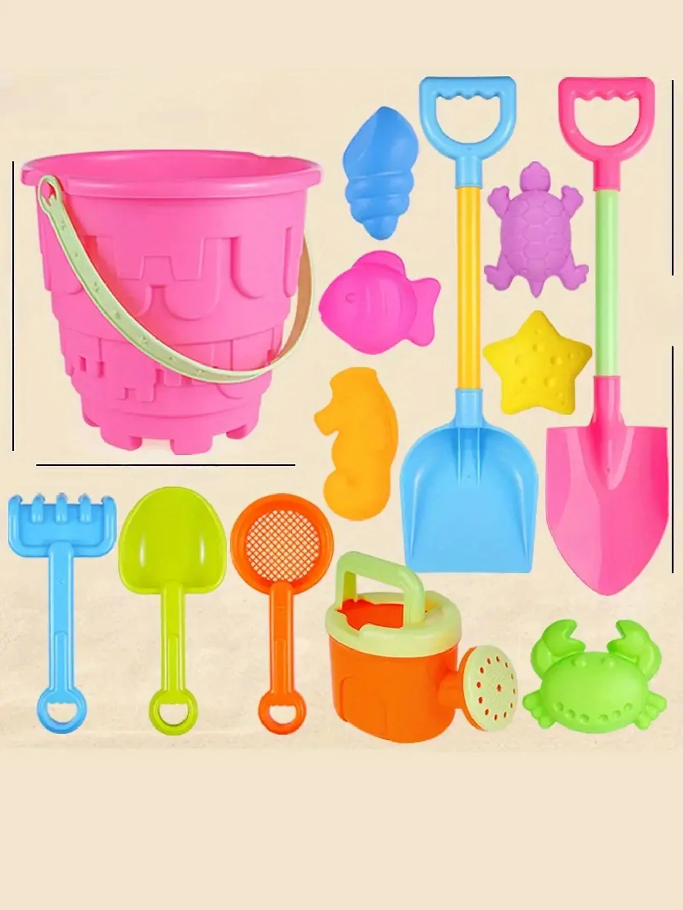 Children's beach toy set, play in water and sand, big sand shovel, beach bucket, sand dredging tools 4