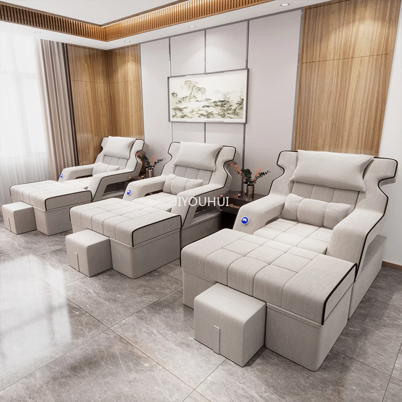 

Minimalist Beauty Salon Reclining Sofa Multifunction Adult Comfy Straight Reclinable Couch Handrail Full Body Sillon Furniture