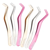 1 Pc Eyelash Comb Tweezers Stainless Steel Anti-Static Non-Magnetic Professional Pincet Lashes Extension Tweezers Makeup Tools 1