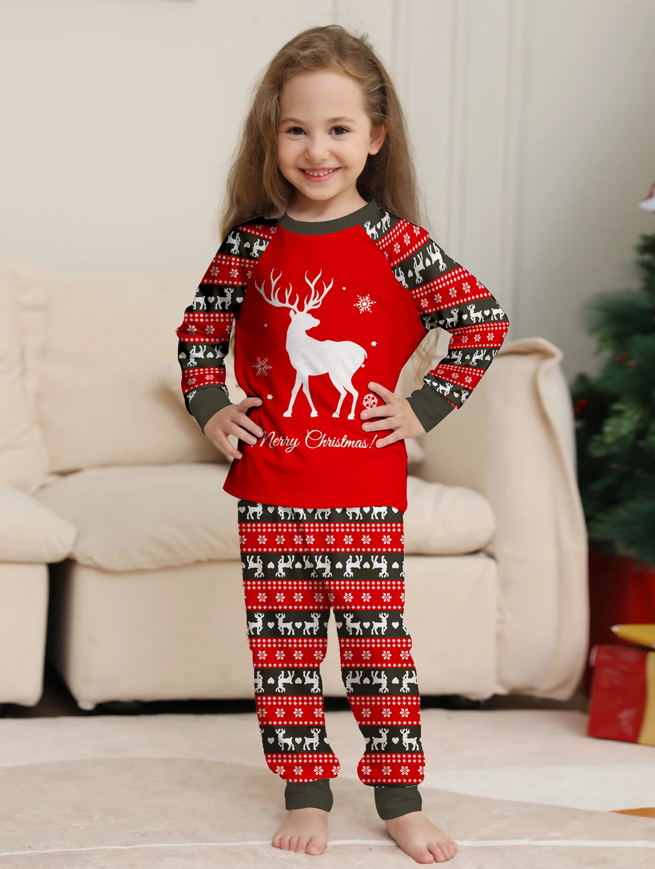 Mom Dad Kids 2 Pieces Pajamas Set Baby  Casual Loose Sleepwear Xmas Family Look Pyjamas Christmas Family Matching Outfits 4